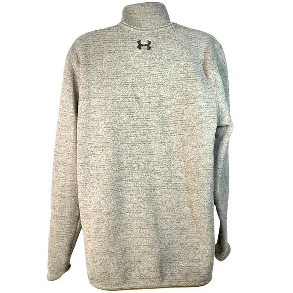 Under Armour Mens Specialist Henley 1/4 Zip Pullover  M Tan Taupe Zip Pocket - Picture 2 of 7